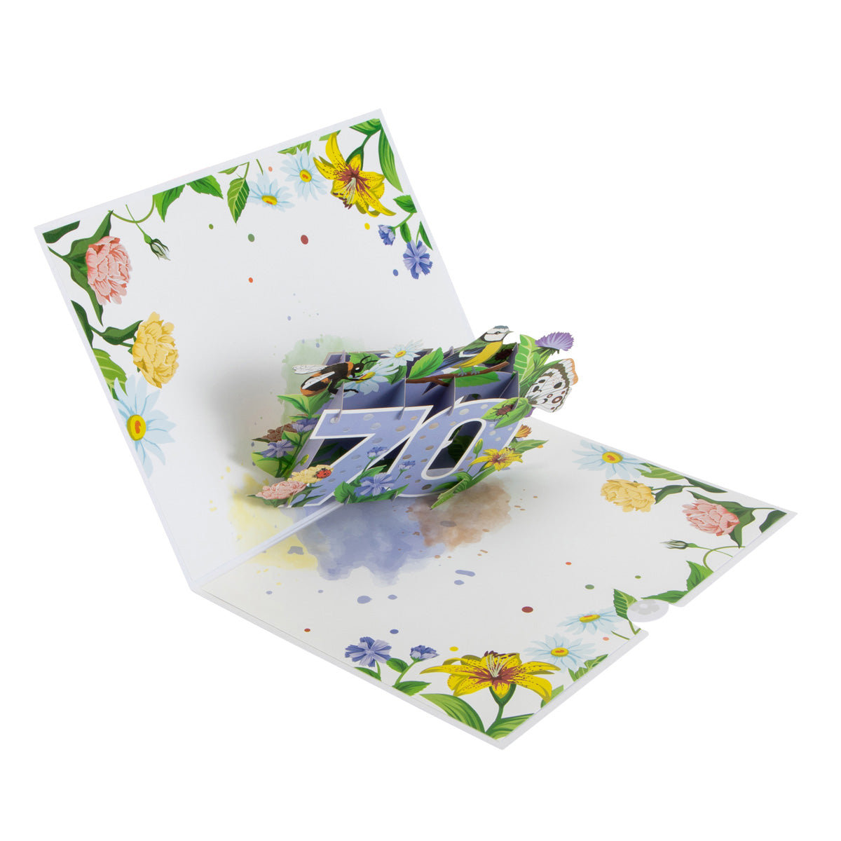 Floral 70th Birthday Pop Up Greeting Card