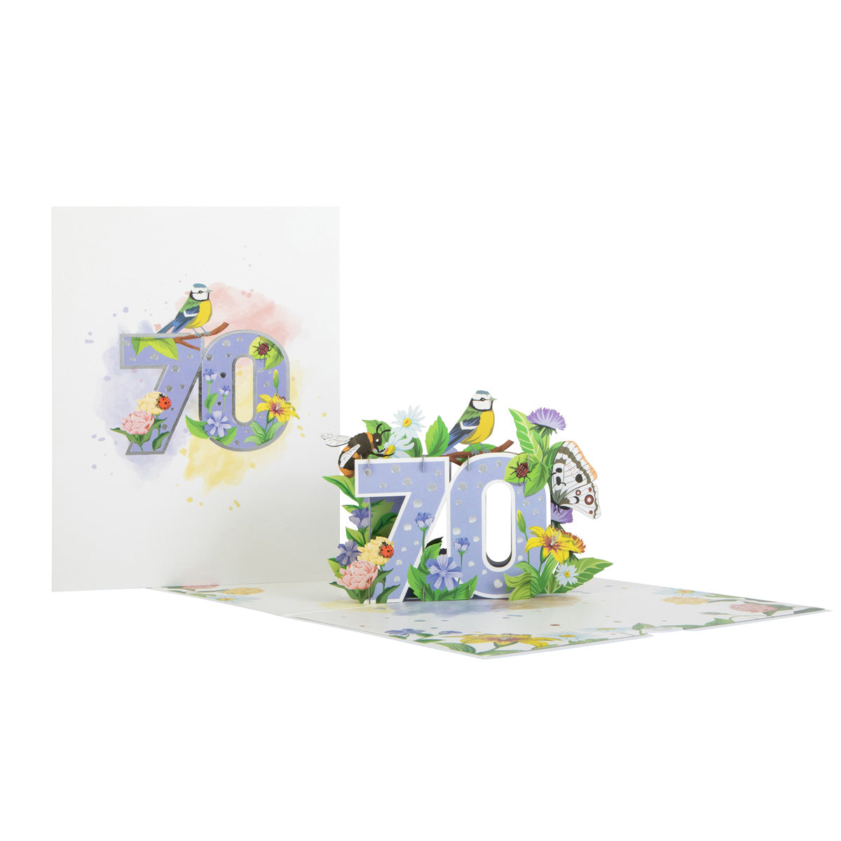Floral 70th Birthday Pop Up Greeting Card
