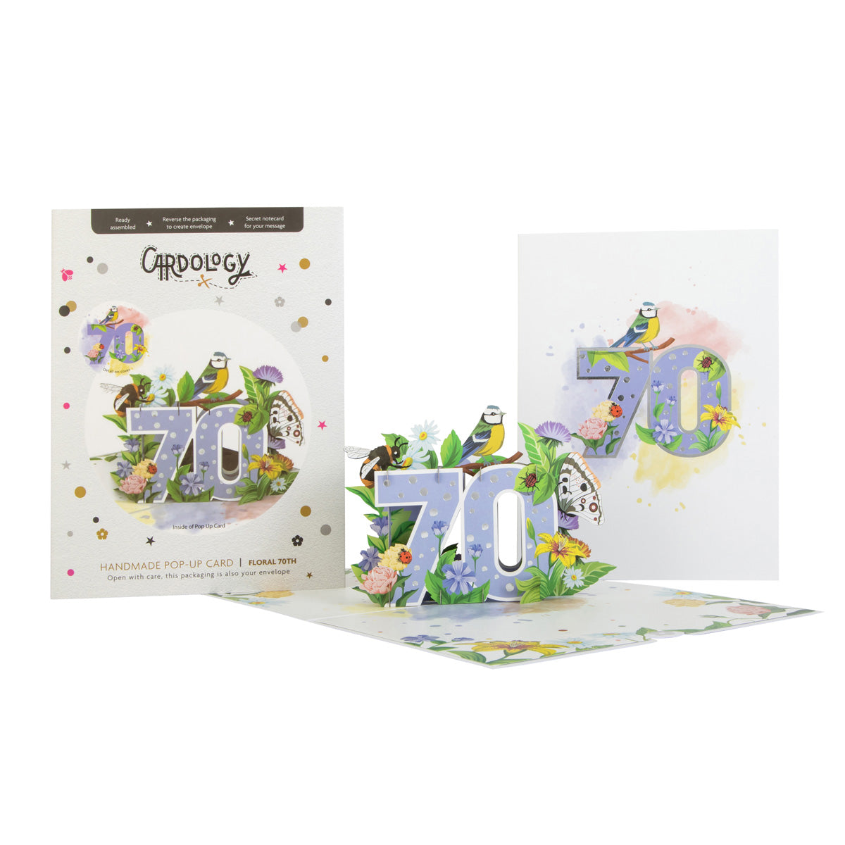 Floral 70th Birthday Pop Up Greeting Card