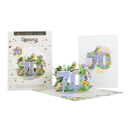 Floral 70th Birthday Pop Up Greeting Card