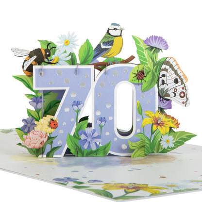 Floral 70th Birthday Pop Up Greeting Card