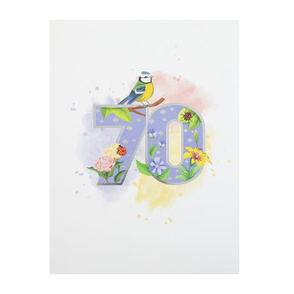 Floral 70th Birthday Pop Up Greeting Card