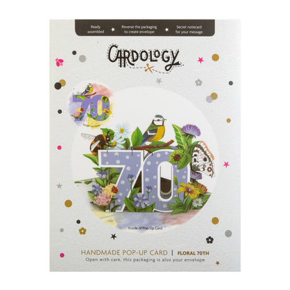 Floral 70th Birthday Pop Up Greeting Card