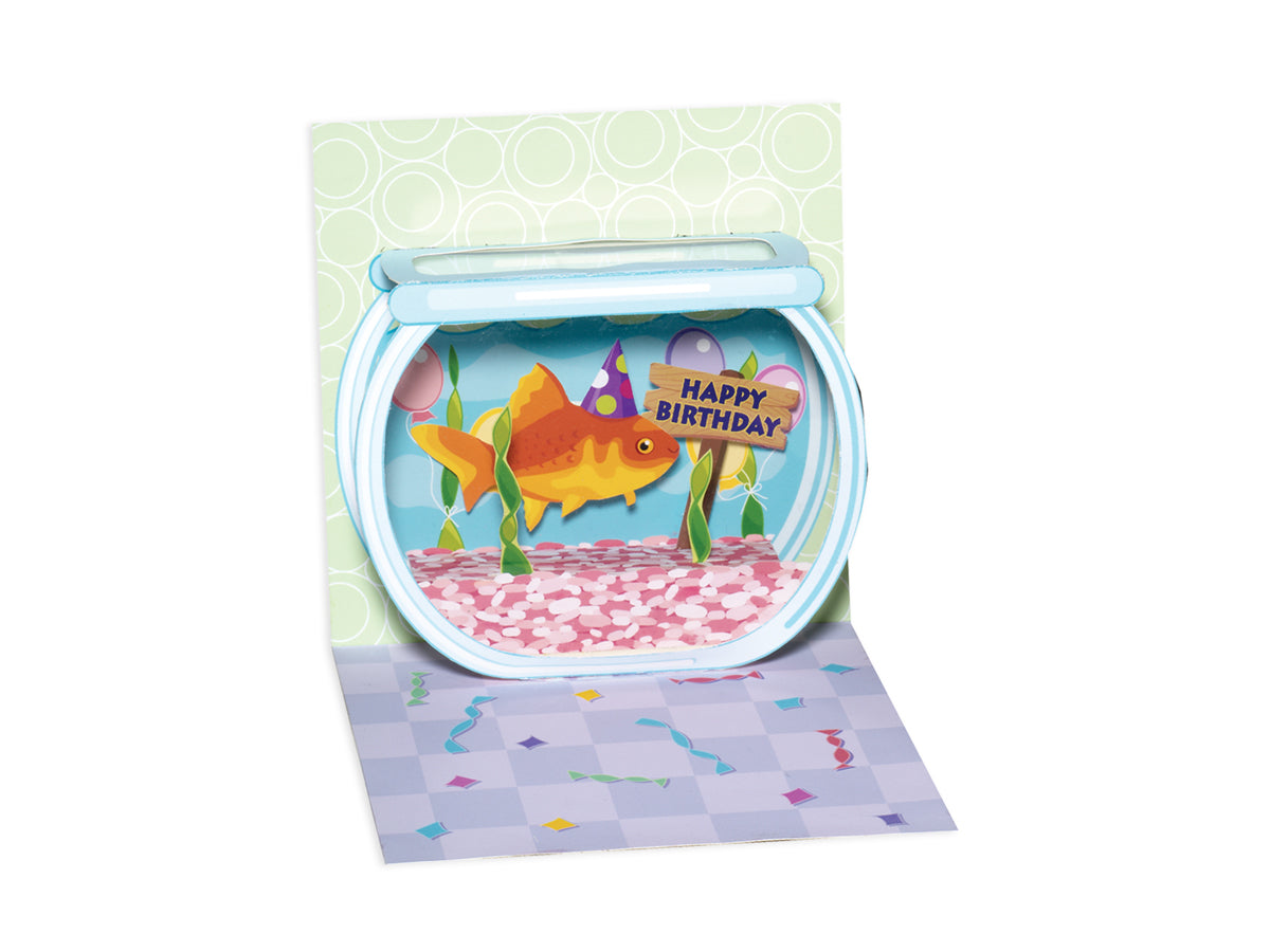 Goldfish Having a Party Mini Pop-Up Birthday Greeting Card