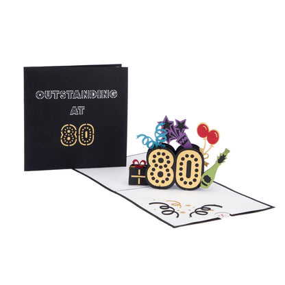 Outstanding At 80 Pop-Up Birthday Greeting Card Blank Inside