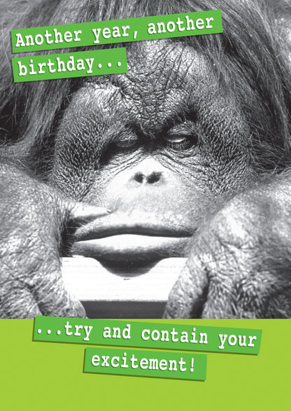 Contain Your Excitement Humour Birthday Card