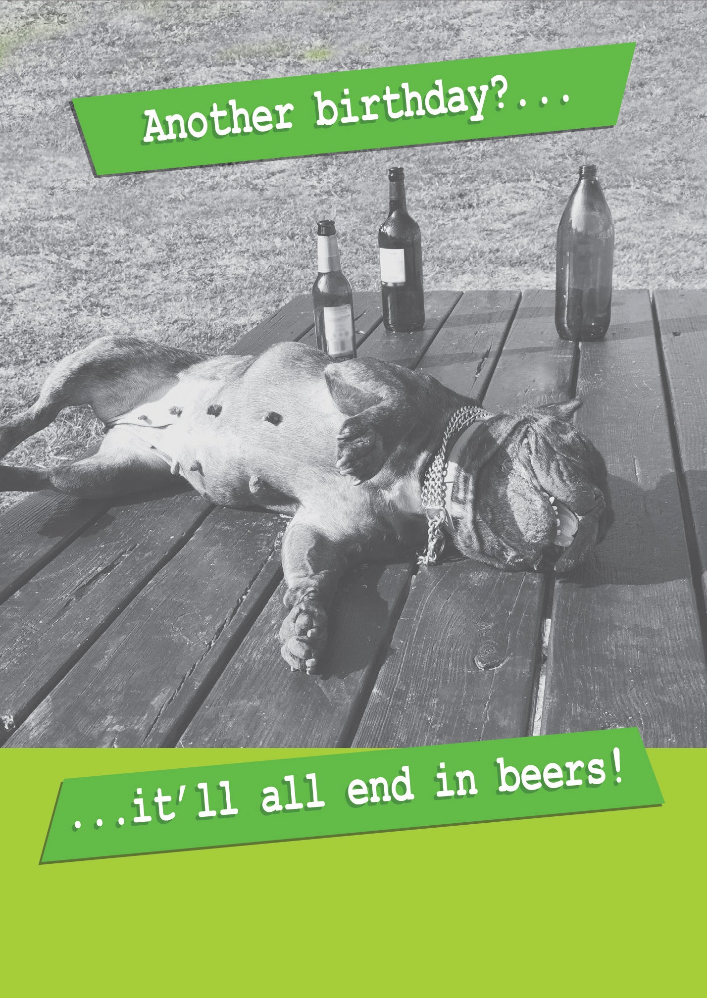 All End In Beers! Frenchie Humour Birthday Card