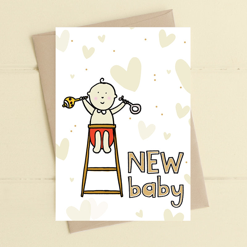 Baby In A Highchair New Baby Greeting Card