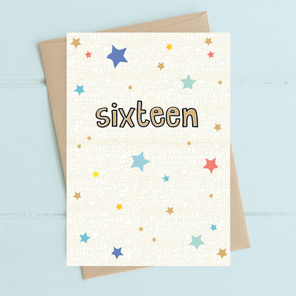 16th Sixteen Birthday Foiled Stars Greeting Card