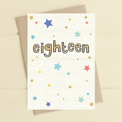 18th Eighteen Birthday Foiled Stars Greeting Card