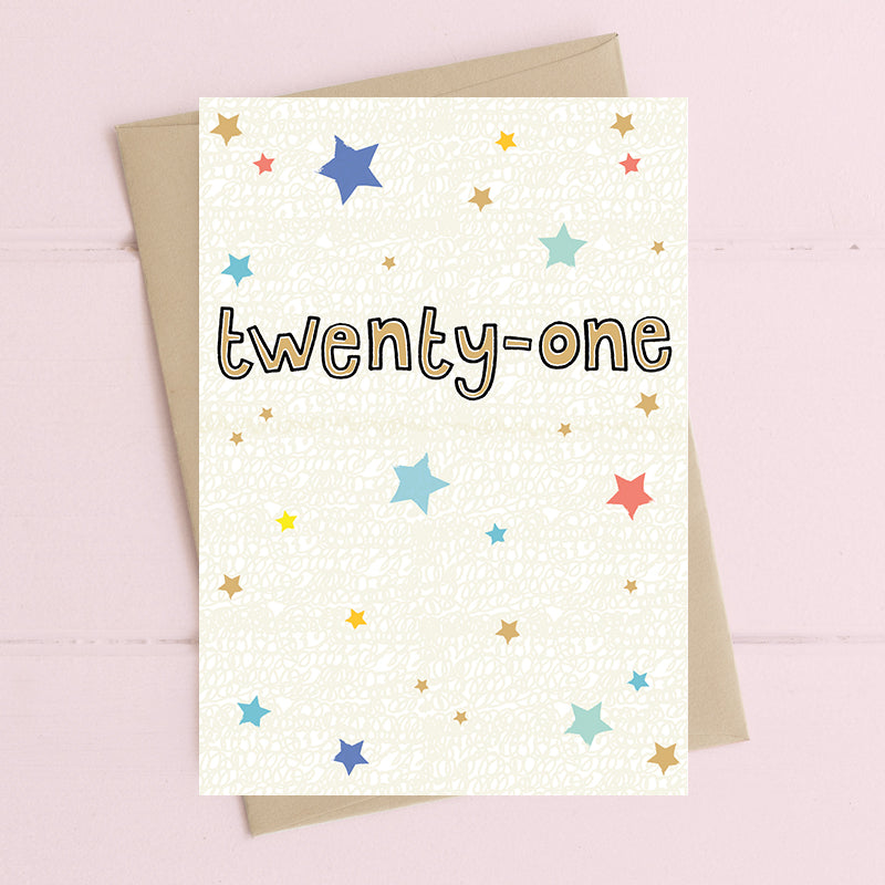 21st Twenty-One Birthday Foiled Stars Greeting Card