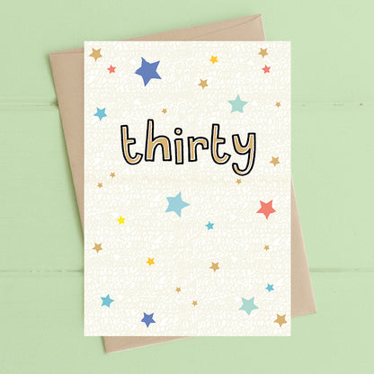 30th Thirty Birthday Foiled Stars Greeting Card