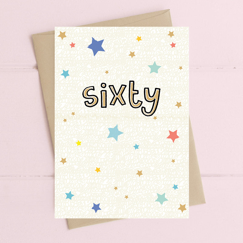60th Sixty Birthday Foiled Stars Greeting Card