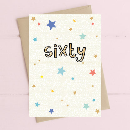 60th Sixty Birthday Foiled Stars Greeting Card