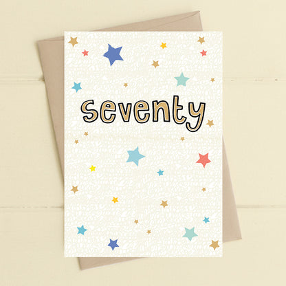 70th Seventy Birthday Foiled Stars Greeting Card