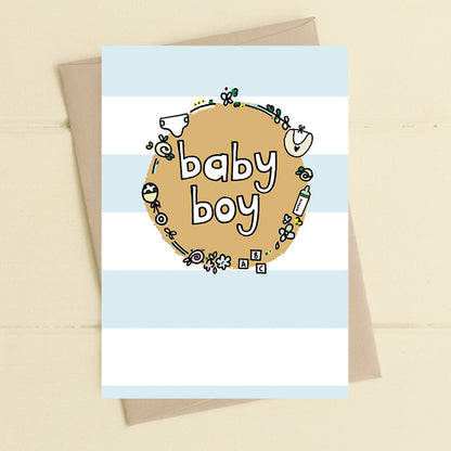 Baby Boy Blue New Baby Foiled Greeting Card