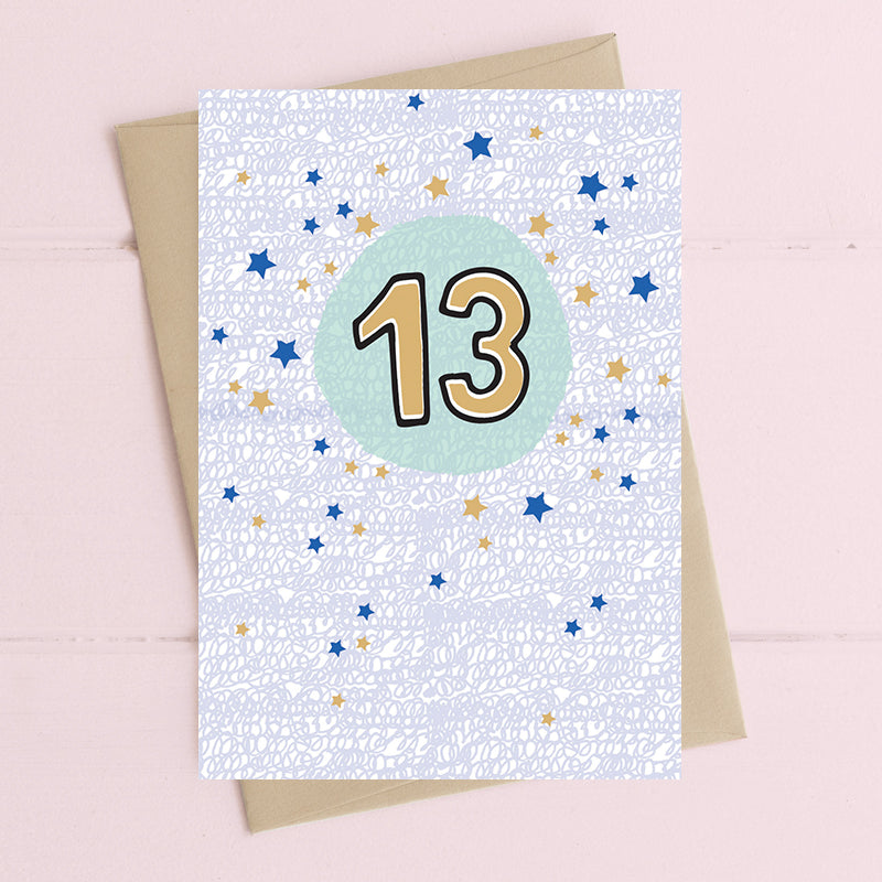13th Birthday Foiled Stars Greeting Card