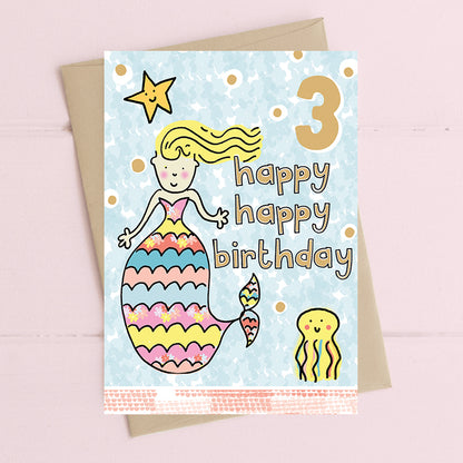 Happy Happy Girls 3rd Birthday Greeting Card