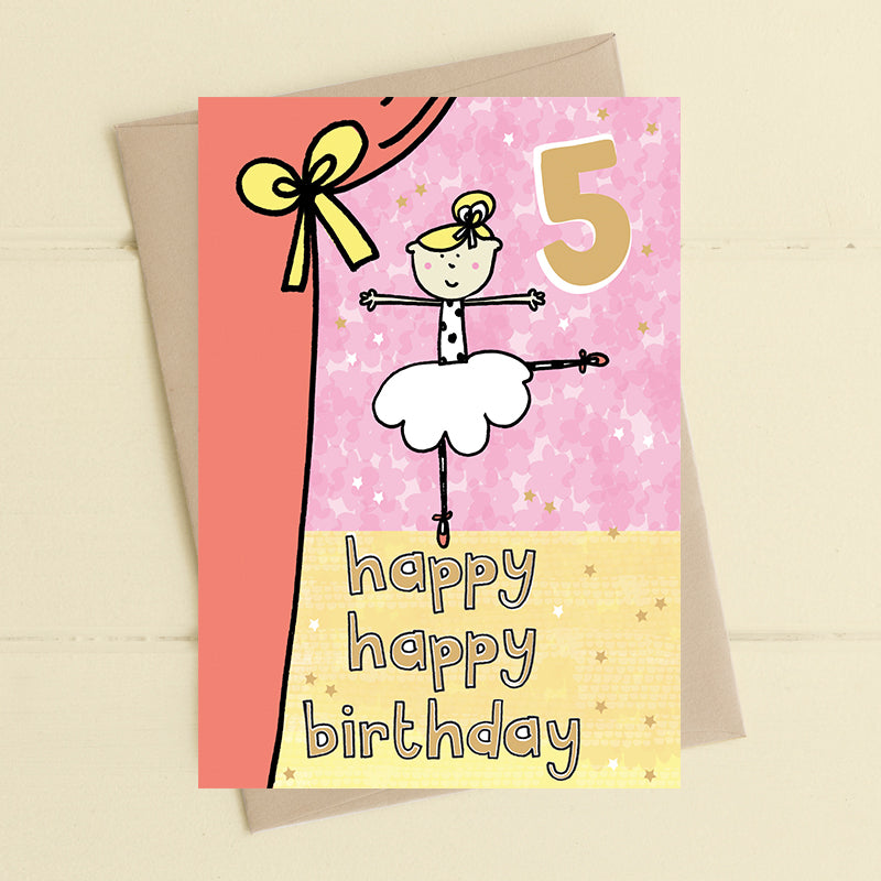 Happy Happy Girls 5th Birthday Greeting Card
