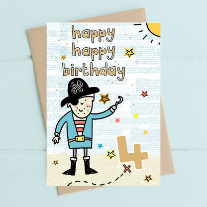 Happy Happy Boys 4th Birthday Greeting Card