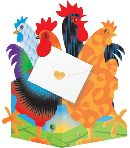 Doodle Doo Cockerels 3D Special Delivery Animal Greeting Card