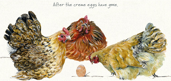 Hen Creme Eggs Little Dog Laughed Greeting Card