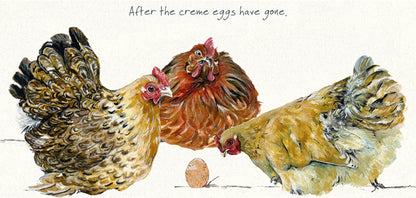 Hen Creme Eggs Little Dog Laughed Greeting Card