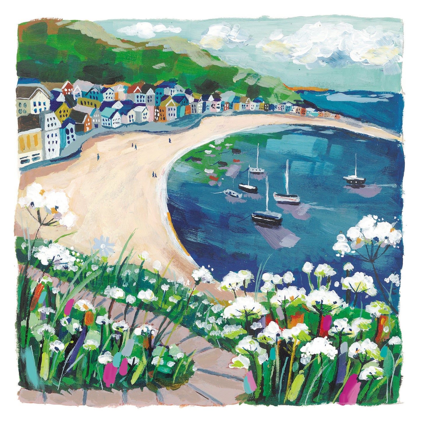Colourful Secret Cove Artistic Water Colours Blank Greeting Card