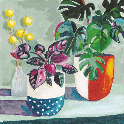 Keep Growing House Plant Artistic Water Colours Blank Greeting Card