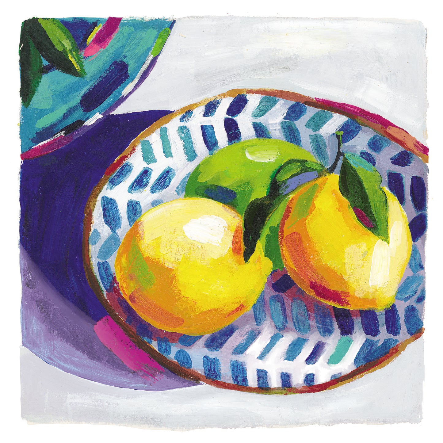 Colourful Lemon & Lime Artistic Water Colours Blank Greeting Card