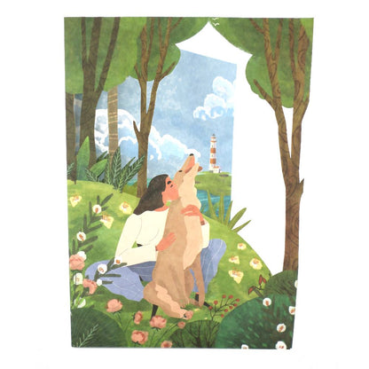 Paper Cut Art Seaside Dog Hugs Laser Cut Any Occasion Greeting Card