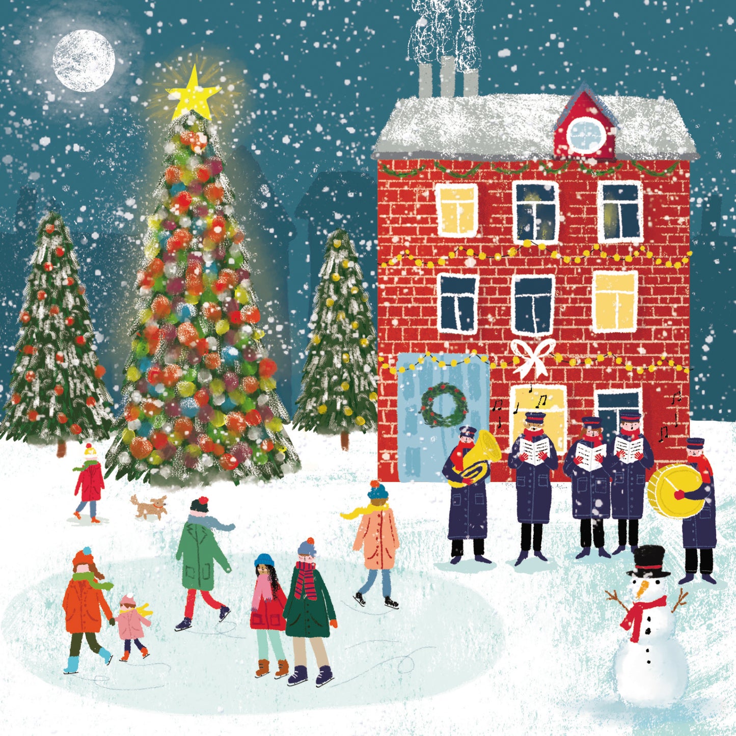 Pack of 8 Skating By The Band Charity Christmas Cards