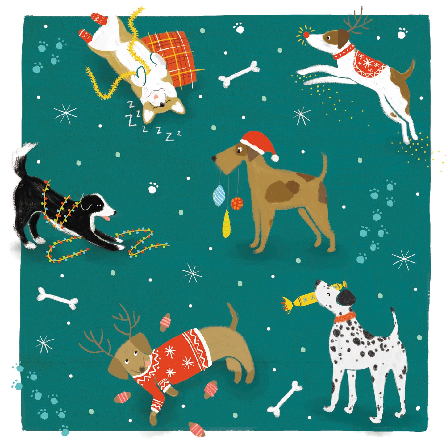 Pack of 8 Festive Christmas Dogs Charity Christmas Cards