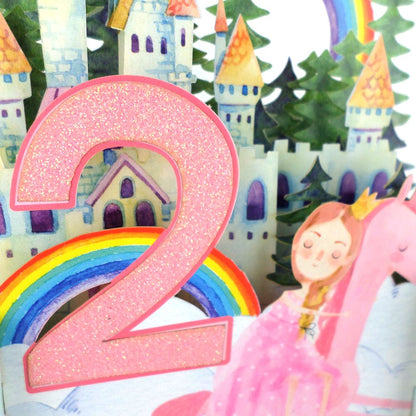Girls 2nd Birthday Fairytale 3D Pop Up Birthday Greeting Card