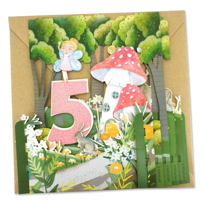 Girls 5th Birthday Fairies 3D Pop Up Birthday Greeting Card