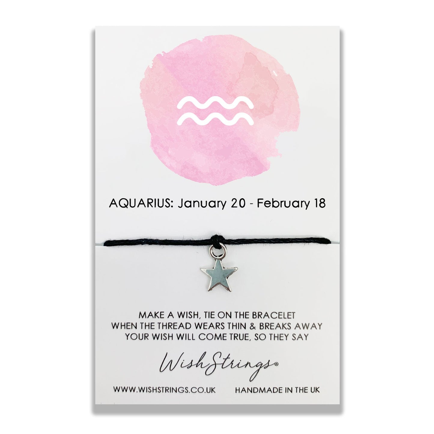 Aquarius Zodiac Wish String Bracelet With Lucky Charm