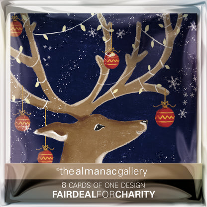 Pack of 8 Decorated Deer Mini Charity Christmas Cards