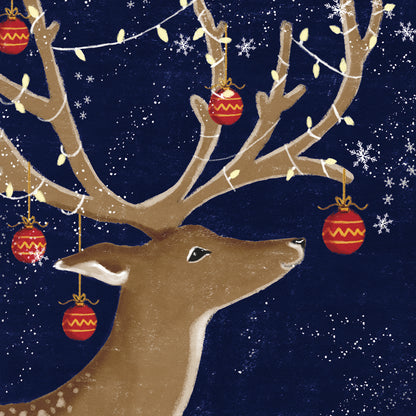 Pack of 8 Decorated Deer Mini Charity Christmas Cards