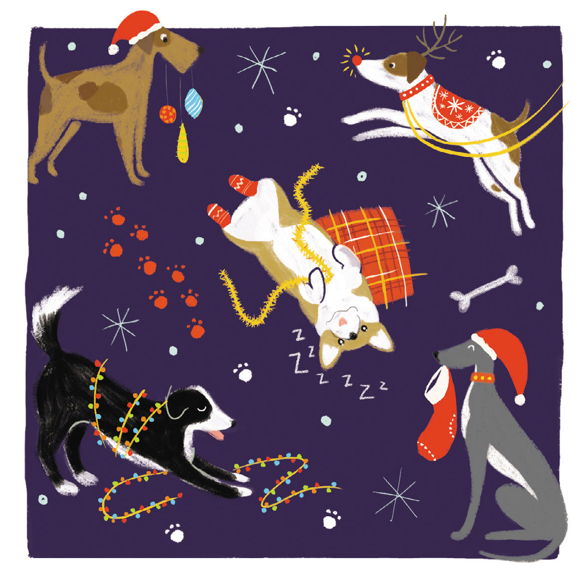 Pack of 8 Christmas Dogs Mini Charity Christmas Cards