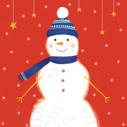 Pack of 8 Snowman in Hat & Scarf Mini Charity Christmas Cards