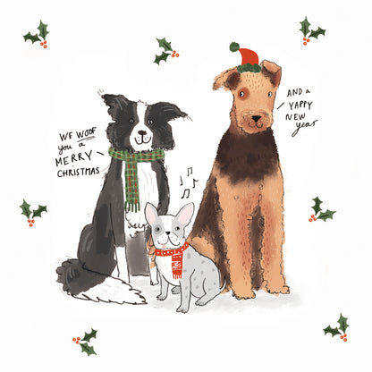 Pack of 8 Woof You A Merry Xmas Mini Charity Christmas Cards