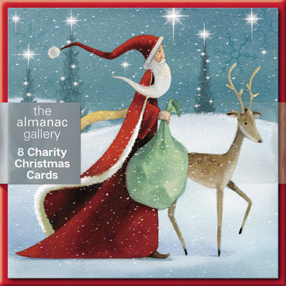 Pack of 8 Father Christmas Mini Charity Christmas Cards