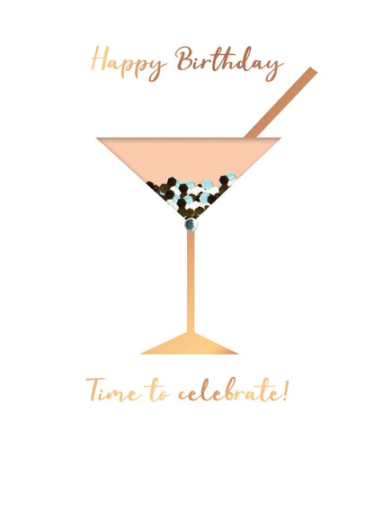 Time To Celebrate! Cocktail Embellished Birthday Greeting Card