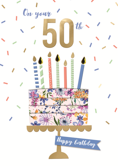 Your 50th Birthday Milestone! Embellished Birthday Greeting Card