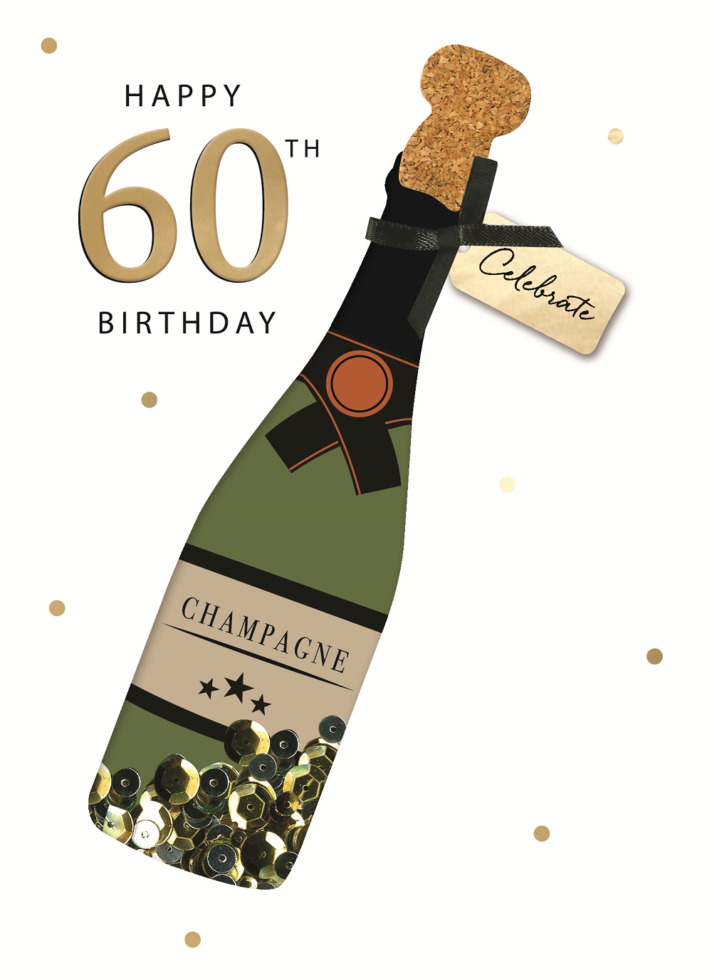 60th Birthday Champagne Embellished Birthday Greeting Card