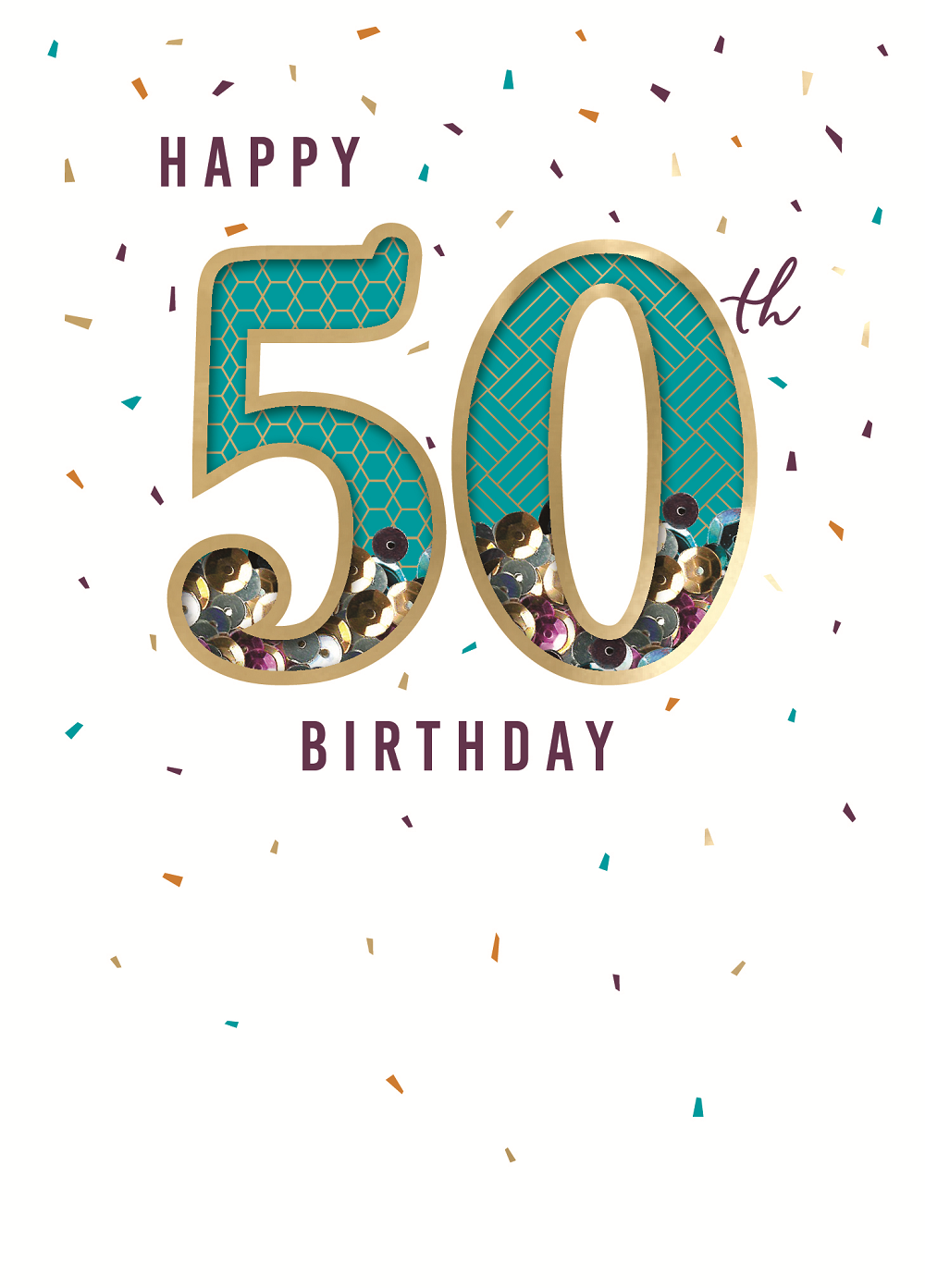 Happy 50th Birthday Enjoy Embellished Birthday Greeting Card