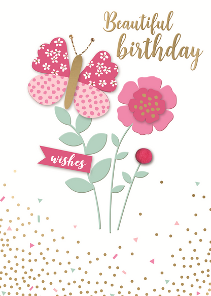Beautiful Birthday Wishes Embellished Birthday Greeting Card