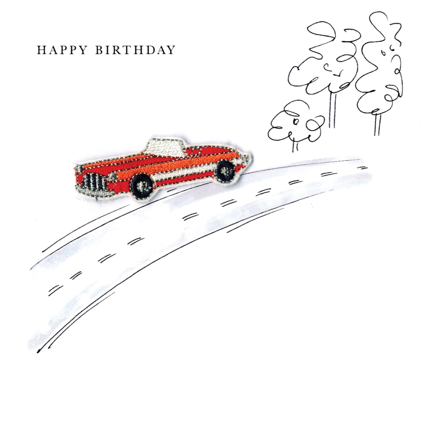 Vintage Car Happy Birthday Beaded Greeting Card