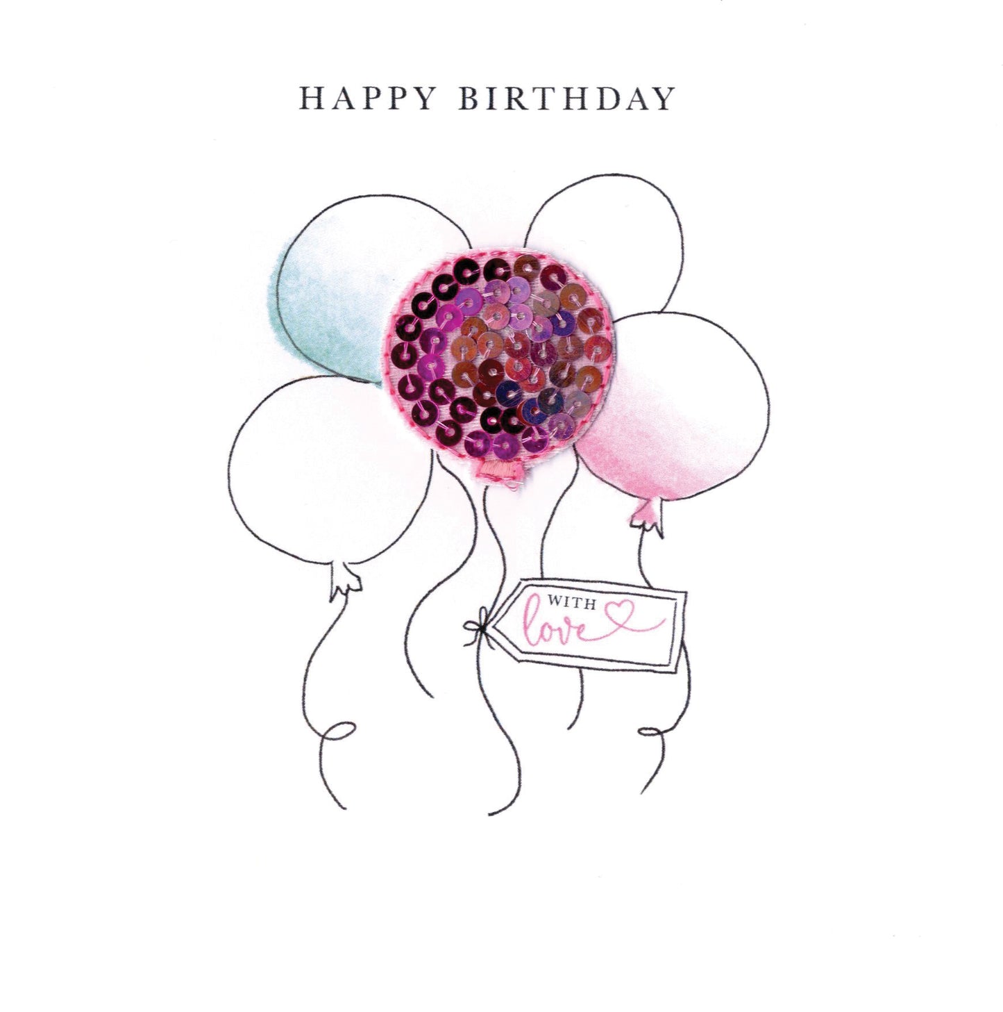 Balloons With Love Happy Birthday Beaded Greeting Card