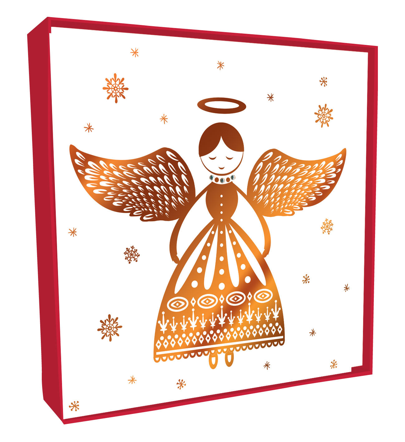 Box of 5 Festive Copper Angel Hand-Finished Christmas Cards